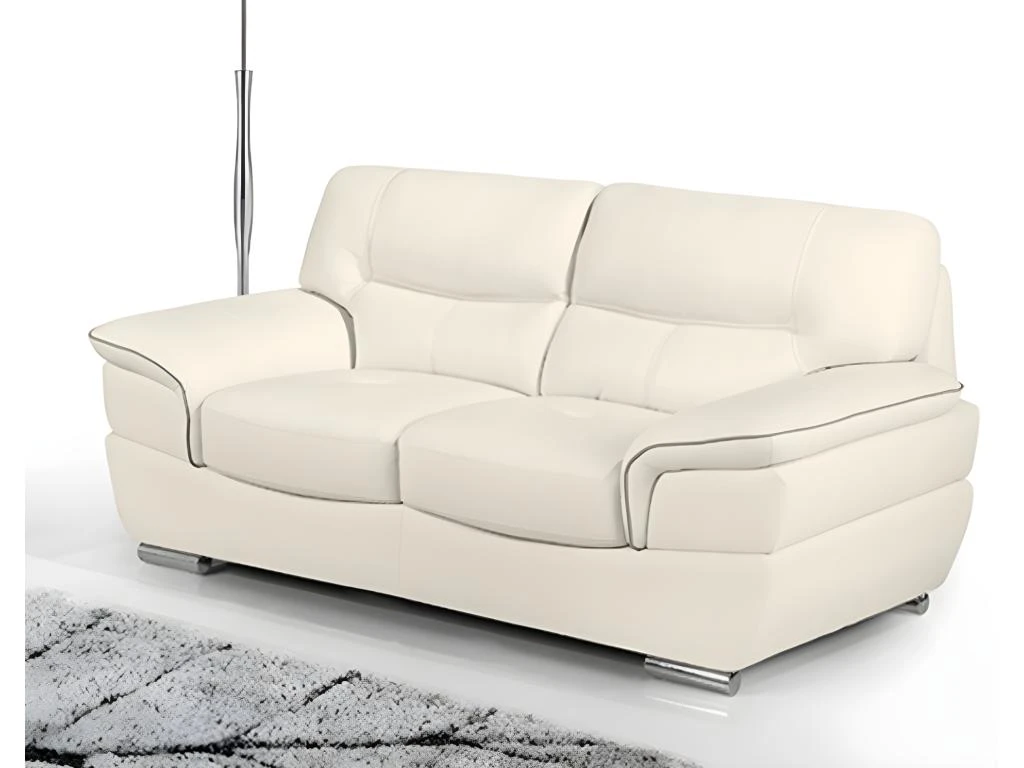 Canapé 2 Places En Cuir THIBAULT - Ivoire 2 Canapé 2 Places En Cuir THIBAULT - Ivoire – Image 2