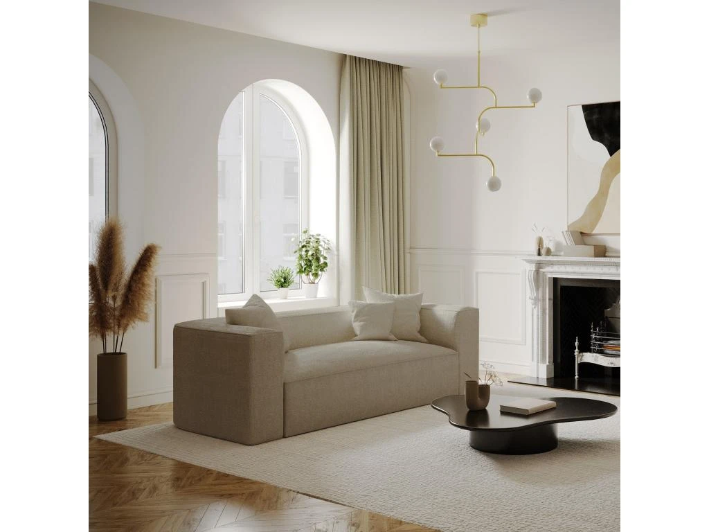 Canapé 3 Places Tissu Bouclette Taupe 2 Canapé 3 Places Tissu Bouclette Taupe – Image 2