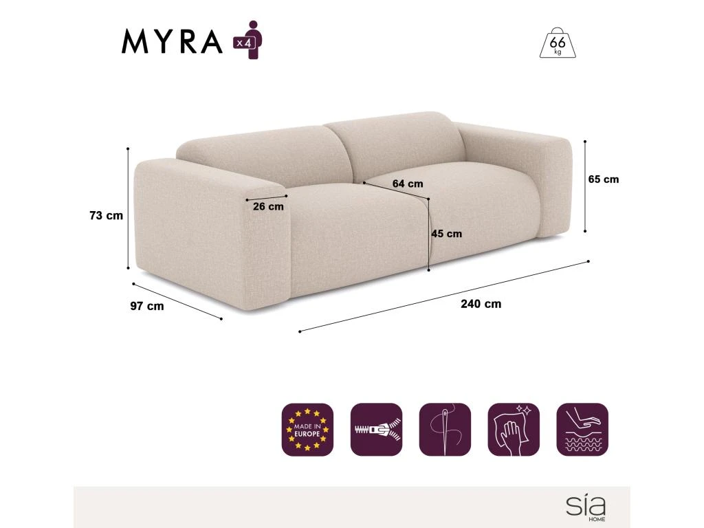 Canapé 4 Places Velours Texturé Vert émeraude 4 Canapé 4 Places Velours Texturé Vert émeraude – Image 4