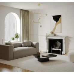 Canapé 3 Places Tissu Tramé Taupe