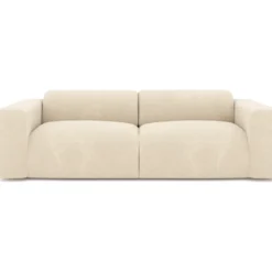 Canapé 4 Places Velours Texturé Crème
