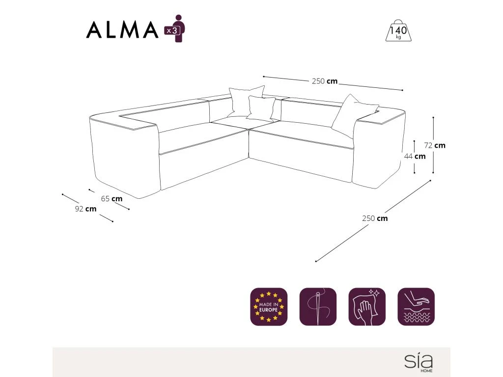 Canapé D'angle Symétrique Tissu Bouclette Taupe 4 Canapé D'angle Symétrique Tissu Bouclette Taupe – Image 4