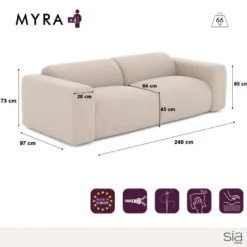 Canapé 4 Places Velours Texturé Beige -Promos Chesteris Boutique canape 22210341