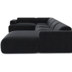 Canapé Panoramique Droit Velours Texturé Noir -Promos Chesteris Boutique canape 22210415