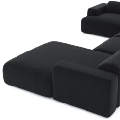 Canapé Panoramique Droit Velours Texturé Noir -Promos Chesteris Boutique canape 22210417