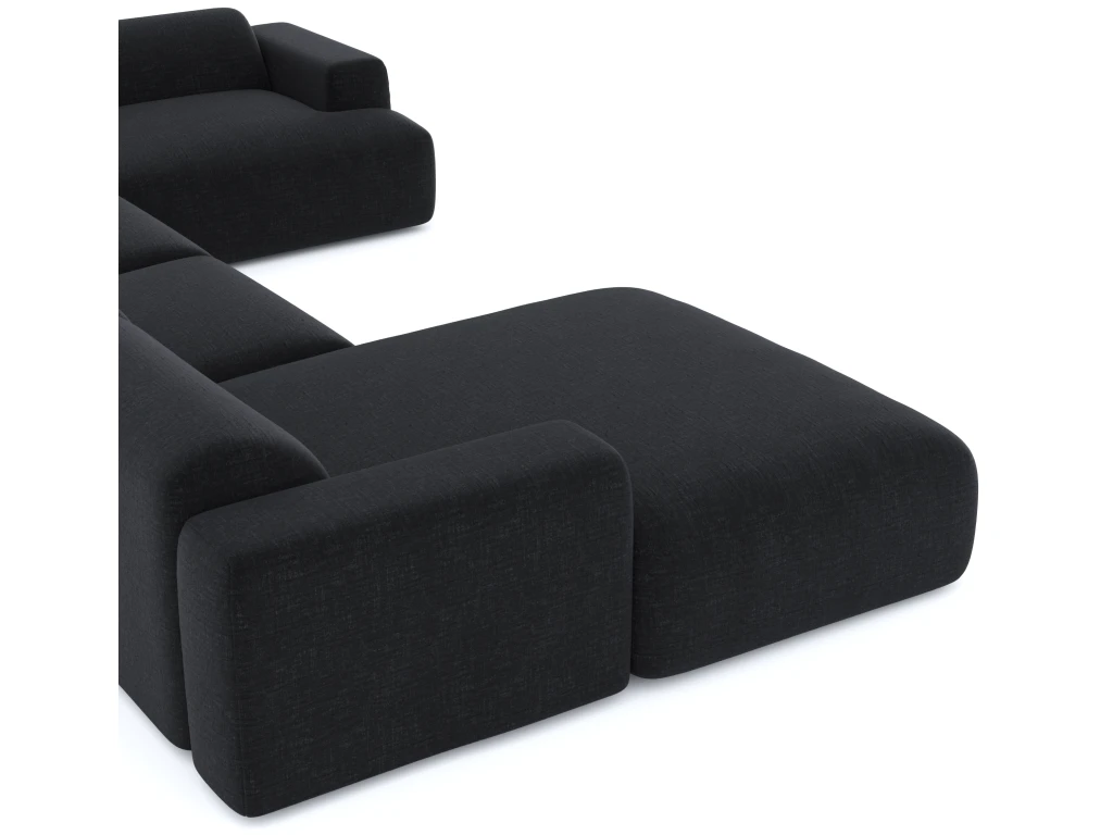 Canapé Panoramique Gauche Velours Texturé Noir 4 Canapé Panoramique Gauche Velours Texturé Noir – Image 4