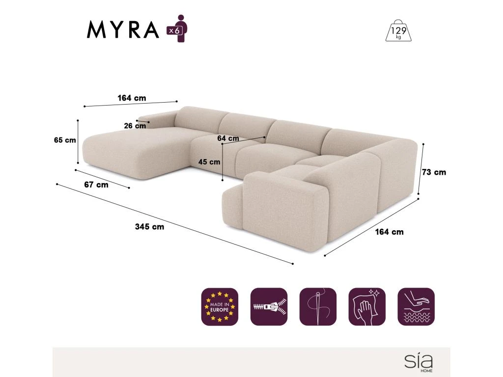 Canapé Panoramique Gauche Velours Texturé Noir 5 Canapé Panoramique Gauche Velours Texturé Noir – Image 5