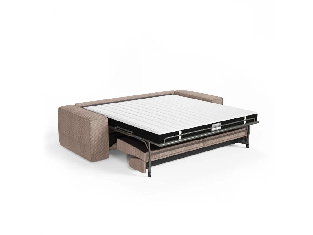 Canapé Convertible Express Dunlopillo Velours Côtelé Taupe 160cm 6 Canapé Convertible Express Dunlopillo Velours Côtelé Taupe 160cm – Image 6