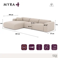 Canapé Grand Angle Gauche Velours Texturé Noir -Promos Chesteris Boutique canape 22213571