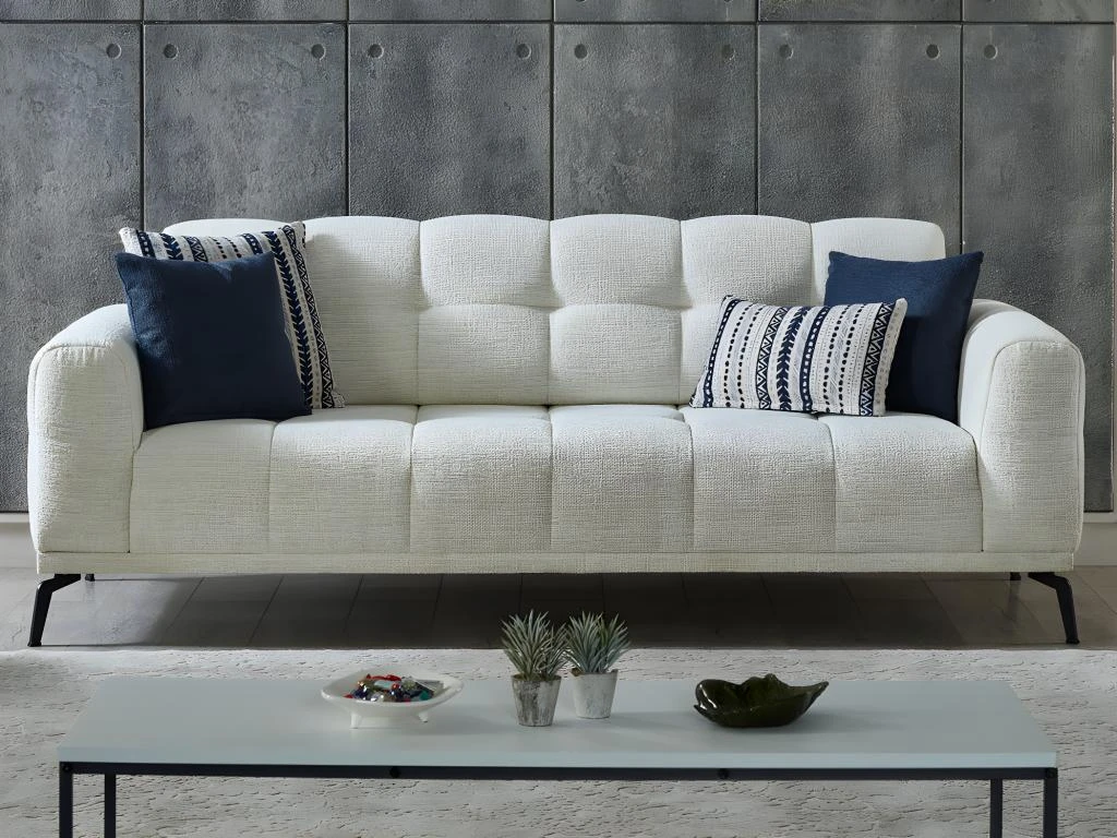 Canapé 3 Places En Tissu Chiné Blanc RICADI De Pascal Morabito 9 Canapé 3 Places En Tissu Chiné Blanc RICADI De Pascal Morabito – Image 9
