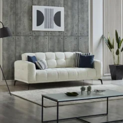 Canapé 3 Places En Tissu Chiné Blanc RICADI De Pascal Morabito 16 Canapé 3 Places En Tissu Chiné Blanc RICADI De Pascal Morabito -Promos Chesteris Boutique canape 22215547