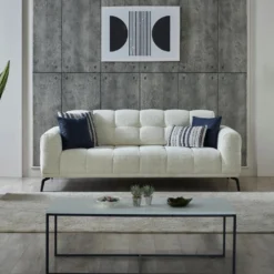 Canapé 3 Places En Tissu Chiné Blanc RICADI De Pascal Morabito