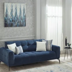 Canapé 3 Places En Tissu Chiné Bleu RICADI De Pascal Morabito -Promos Chesteris Boutique canape 22215765