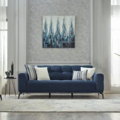 Canapé 3 Places En Tissu Chiné Bleu RICADI De Pascal Morabito