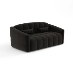 Canapé Convertible Express Matelas Tissu Bouclette Noir 160cm