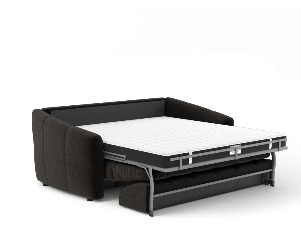 Canapé Convertible Express Matelas Tissu Bouclette Noir 160cm 5 Canapé Convertible Express Matelas Tissu Bouclette Noir 160cm – Image 5