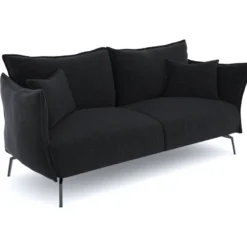 Canapé 4 Places Velours Texturé Noir