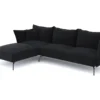 Canapé D'angle Gauche Velours Texturé Noir