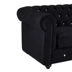 Canapé 2 Places En Velours Noir Et Boutons Effet Cristal CHESTERFIELD -Promos Chesteris Boutique canape 22251017