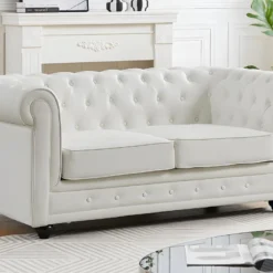 Canapé 2 Places En Simili Blanc CHESTERFIELD 16 Canapé 2 Places En Simili Blanc CHESTERFIELD -Promos Chesteris Boutique canape 22251025