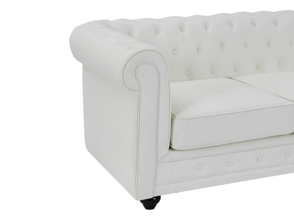 Canapé 2 Places En Simili Blanc CHESTERFIELD 4 Canapé 2 Places En Simili Blanc CHESTERFIELD – Image 4