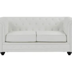 Canapé 2 Places En Simili Blanc CHESTERFIELD 12 Canapé 2 Places En Simili Blanc CHESTERFIELD -Promos Chesteris Boutique canape 22251033