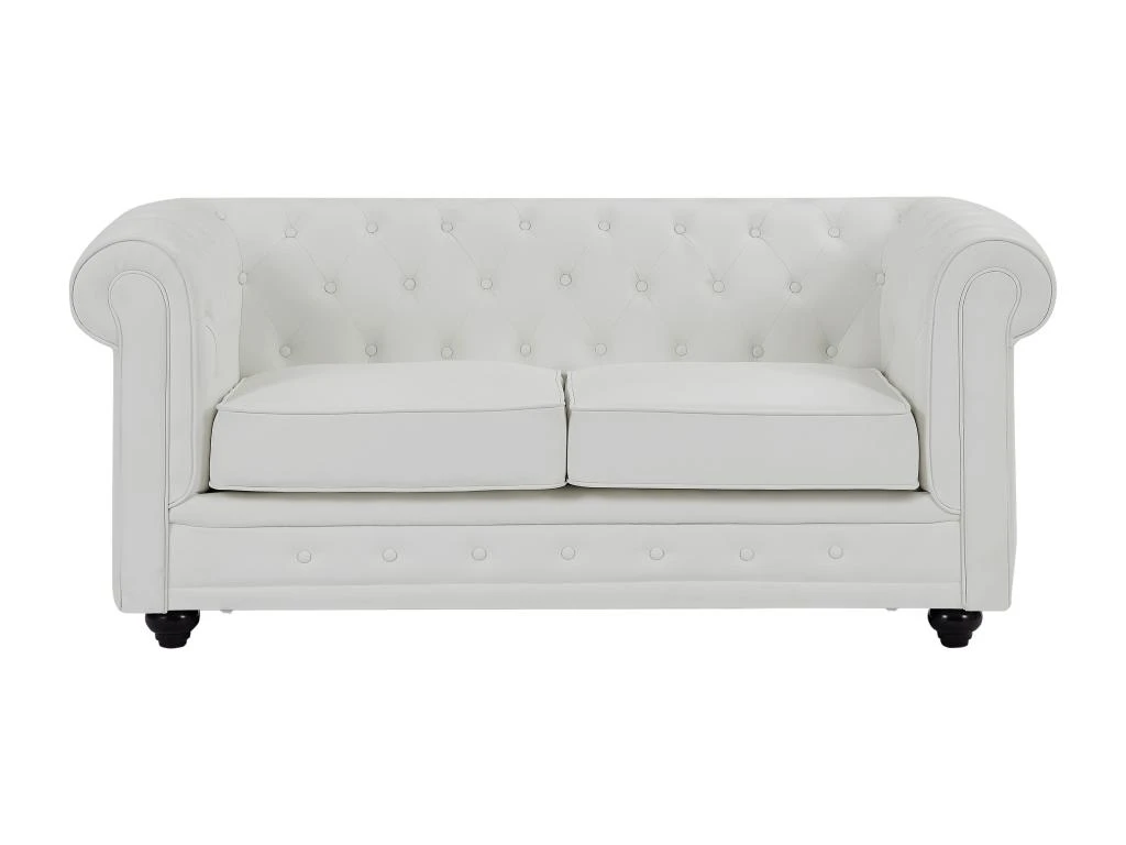 Canapé 2 Places En Simili Blanc CHESTERFIELD 3 Canapé 2 Places En Simili Blanc CHESTERFIELD – Image 3