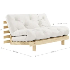 Canapé Convertible ROOTS En Pin Massif Foncé Et Matelas Futon Lin 140x200 -Promos Chesteris Boutique canape 22357661