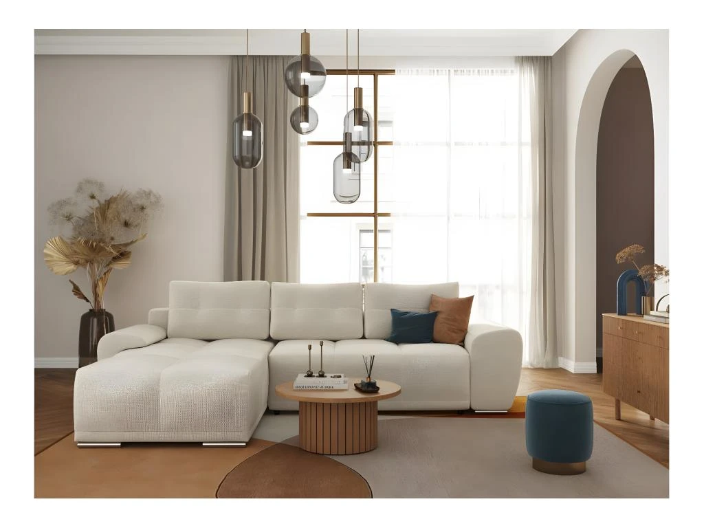 CASSANDRA - Canapé D'angle Convertible Avec Coffre En Tissu - Beige - Angle Gauche 2 CASSANDRA - Canapé D'angle Convertible Avec Coffre En Tissu - Beige - Angle Gauche – Image 2