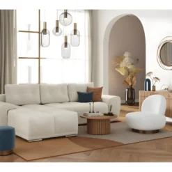 CASSANDRA - Canapé D'angle Convertible Avec Coffre En Tissu - Beige - Angle Gauche 12 CASSANDRA - Canapé D'angle Convertible Avec Coffre En Tissu - Beige - Angle Gauche -Promos Chesteris Boutique canape 22372171