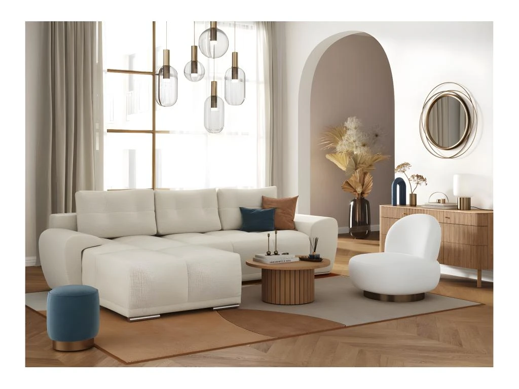 CASSANDRA - Canapé D'angle Convertible Avec Coffre En Tissu - Beige - Angle Gauche 3 CASSANDRA - Canapé D'angle Convertible Avec Coffre En Tissu - Beige - Angle Gauche – Image 3