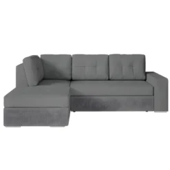 ADEN - Canapé D'angle Convertible Avec Coffre En Tissu - Gris - Angle Gauche