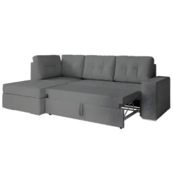 ADEN - Canapé D'angle Convertible Avec Coffre En Tissu - Gris - Angle Gauche -Promos Chesteris Boutique canape 22372225