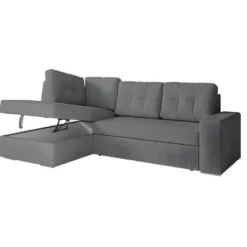 ADEN - Canapé D'angle Convertible Avec Coffre En Tissu - Gris - Angle Gauche -Promos Chesteris Boutique canape 22372227