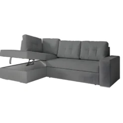 ADEN - Canapé D'angle Convertible Avec Coffre En Tissu - Gris - Angle Gauche -Promos Chesteris Boutique canape 22372229