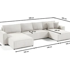 Canapé D'angle Panoramique Convertible VELLA En Velours Côtelé Gris Foncé -Promos Chesteris Boutique canape 22392983