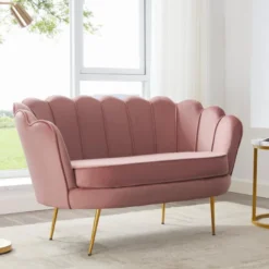 Canapé 2 Places Coquillage En Velours Rose DANDELION De Pascal Morabito