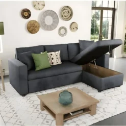 Canapé D'Angle Convertible En Tissu Avec Coffre De Rangement -Promos Chesteris Boutique canape 22447747