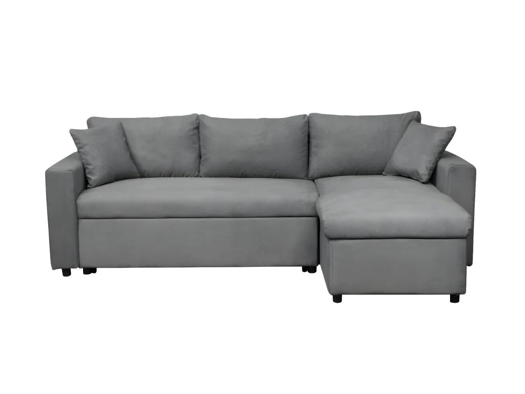 Canapé D'Angle MARIA Réversible Et Convertible Avec Coffre En Microfibre - Gris 1 Canapé D'Angle MARIA Réversible Et Convertible Avec Coffre En Microfibre - Gris