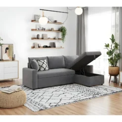 Canapé D'Angle MARIA Réversible Et Convertible Avec Coffre En Microfibre - Gris 12 Canapé D'Angle MARIA Réversible Et Convertible Avec Coffre En Microfibre - Gris -Promos Chesteris Boutique canape 22447827