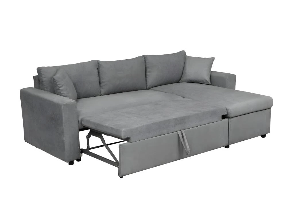 Canapé D'Angle MARIA Réversible Et Convertible Avec Coffre En Microfibre - Gris 5 Canapé D'Angle MARIA Réversible Et Convertible Avec Coffre En Microfibre - Gris – Image 5