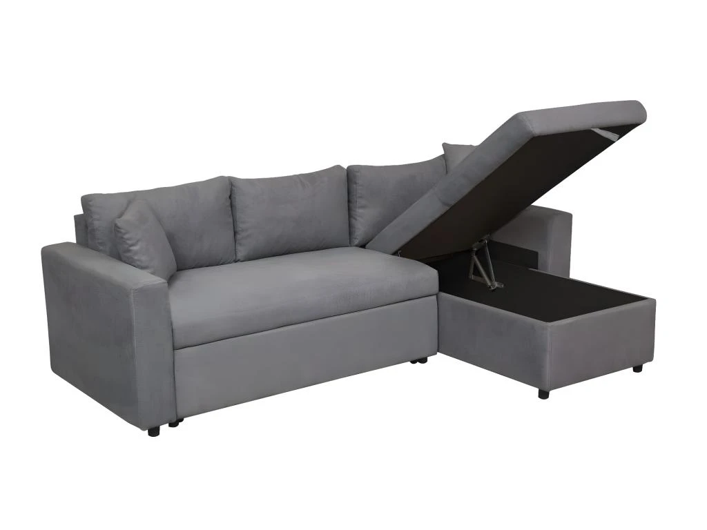 Canapé D'Angle MARIA Réversible Et Convertible Avec Coffre En Microfibre - Gris 6 Canapé D'Angle MARIA Réversible Et Convertible Avec Coffre En Microfibre - Gris – Image 6