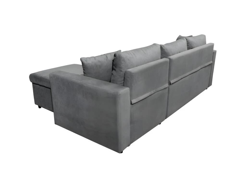 Canapé D'Angle MARIA Réversible Et Convertible Avec Coffre En Microfibre - Gris 8 Canapé D'Angle MARIA Réversible Et Convertible Avec Coffre En Microfibre - Gris – Image 8