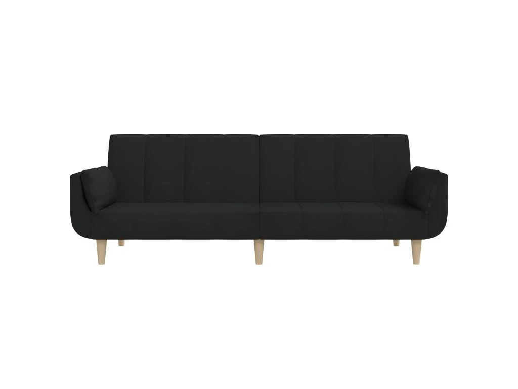 Canapé-lit 2 Places Et Tabouret Deux Oreillers Noir Tissu 5 Canapé-lit 2 Places Et Tabouret Deux Oreillers Noir Tissu – Image 5