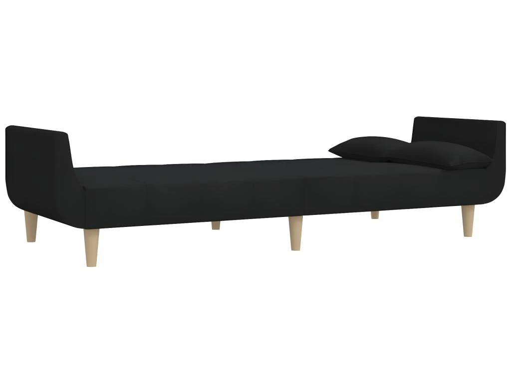 Canapé-lit 2 Places Et Tabouret Deux Oreillers Noir Tissu 6 Canapé-lit 2 Places Et Tabouret Deux Oreillers Noir Tissu – Image 6