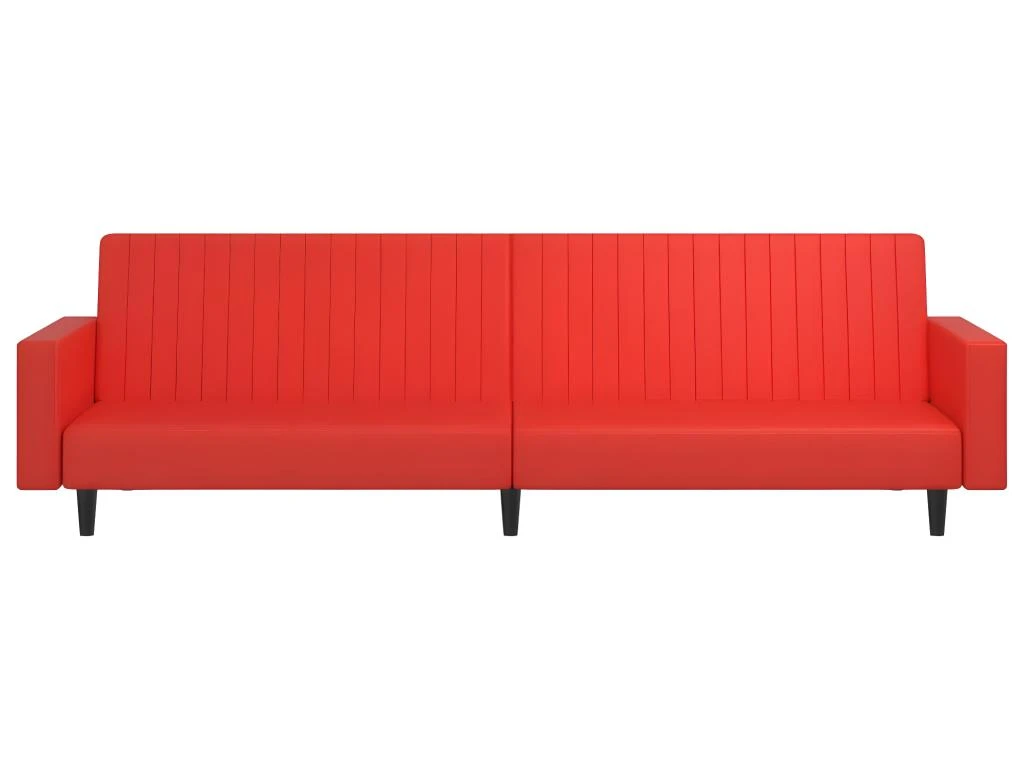 Canapé-lit à 2 Places Avec Repose-pied Rouge Similicuir 5 Canapé-lit à 2 Places Avec Repose-pied Rouge Similicuir – Image 5