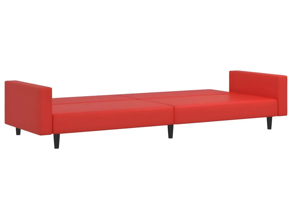 Canapé-lit à 2 Places Avec Repose-pied Rouge Similicuir 8 Canapé-lit à 2 Places Avec Repose-pied Rouge Similicuir – Image 8