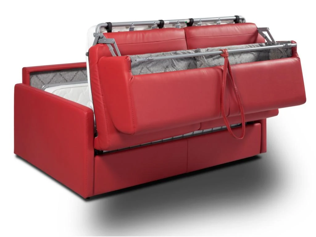 Canapé 3 Places Convertible Express En Simili CALIFE - Rouge - Couchage 140 Cm - Matelas 14 Cm 4 Canapé 3 Places Convertible Express En Simili CALIFE - Rouge - Couchage 140 Cm - Matelas 14 Cm – Image 4