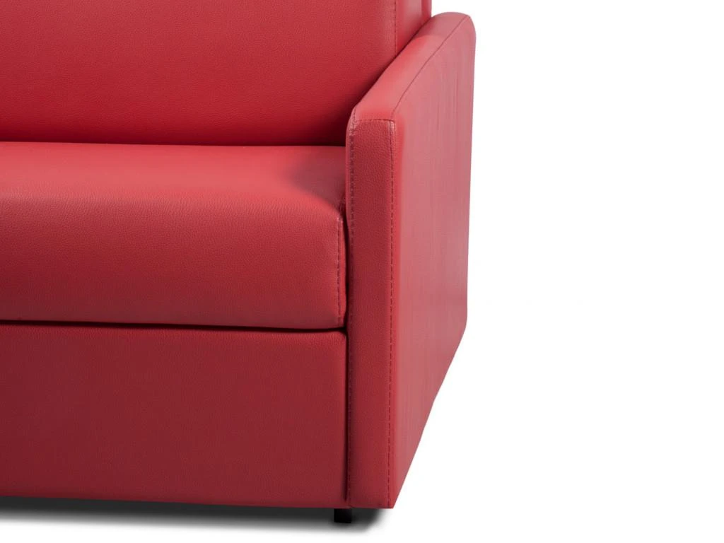Canapé 3 Places Convertible Express En Simili CALIFE - Rouge - Couchage 140 Cm - Matelas 14 Cm 5 Canapé 3 Places Convertible Express En Simili CALIFE - Rouge - Couchage 140 Cm - Matelas 14 Cm – Image 5
