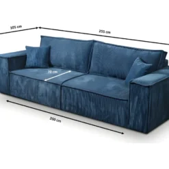 Canapé Convertible 3 Places VELLA En Velours Côtelé Noir -Promos Chesteris Boutique canape 22704117